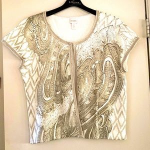 NWOT.  Chicos. Ladies sleeveless lightweight designed sweater.